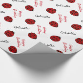 てんとう虫のパーソナライズな誕生日の包装紙 ラッピングペーパー (角)