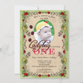 てんとう虫のパーティの招待状-写真、1歳 招待状 (正面)