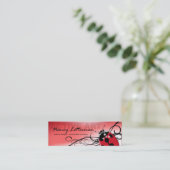 てんとう虫のプロフィールカードテンプレート(赤い) スキニー名刺 (スタンド正面)