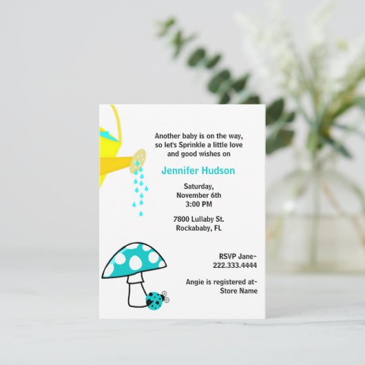 てんとう虫のベビーはシャワーの招待状を振りかけます 招待状 (スタンド正面)