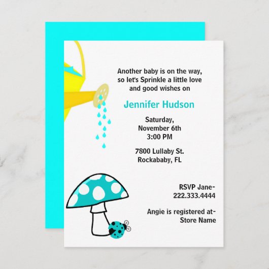 てんとう虫のベビーはシャワーの招待状を振りかけます 招待状 (正面/裏面)