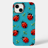 てんとう虫のレディラッキー柄 スカイブルー iPhone カー Case-Mate iPhoneケース (裏面)