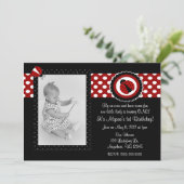 てんとう虫の写真の誕生日Inviation 招待状 (スタンド正面)