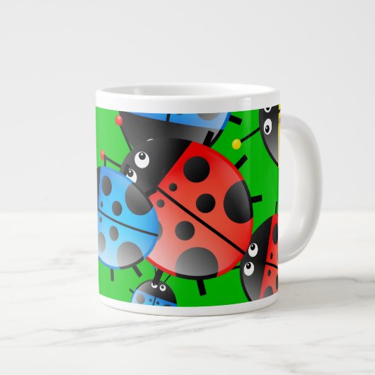 てんとう虫の壁紙 ジャンボコーヒーマグカップ (正面右)