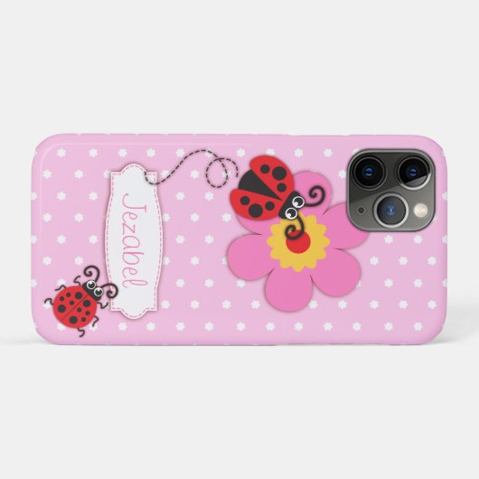 てんとう虫の女の子の名前のピンクのipod touchのかわいい場合 Case-Mate iPhoneケース (裏面(横))