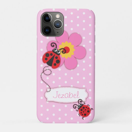 てんとう虫の女の子の名前のピンクのipod touchのかわいい場合 Case-Mate iPhoneケース (裏)