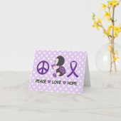 てんとう虫の平和愛希望の紫色の認識度のリボン カード (黄色い花)