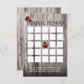 てんとう虫の木製の背景のブライダルシャワーのビンゴカード 招待状 (正面/裏面)