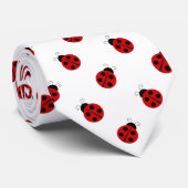 てんとう虫の白の背景 ネクタイ (ロール)