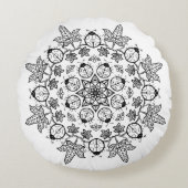 てんとう虫の花は曼荼羅を枕私を着色することを去ります ラウンドクッション (正面)