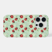 てんとう虫の花柄スマホケース iPhoneケース (裏面横)