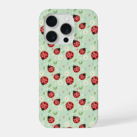 てんとう虫の花柄スマホケース iPhoneケース (裏面)