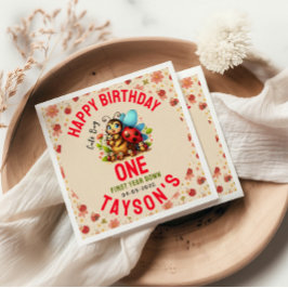 てんとう虫の1歳の誕生日 | 虫のテーマパーティー スタンダードカクテルナプキン