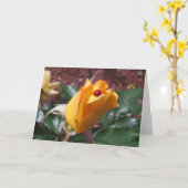 てんとう虫を持つ黄色いバラのつぼみ カード (黄色い花)