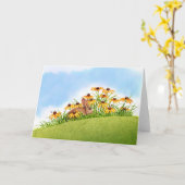 てんとう虫を見ること カード (黄色い花)