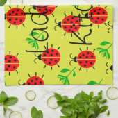 てんとう虫パターン キッチンタオル (折り畳み)