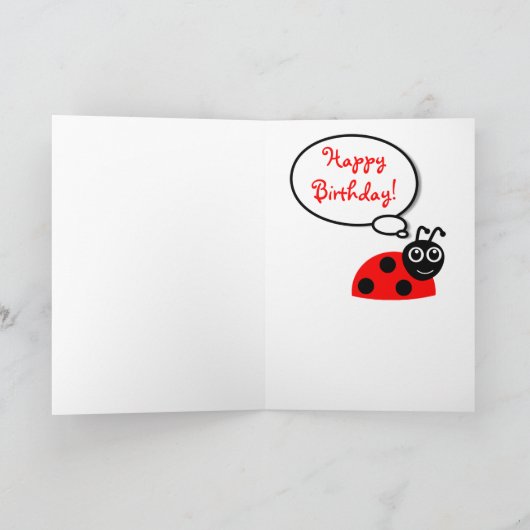 てんとう虫何がかわいいハッピーバースデーを言って下さい カード (内部)