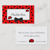 てんとう虫及び水玉模様のお母さんカード コーリングカード (正面/裏面)