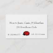 てんとう虫及び水玉模様のお母さんカード コーリングカード (裏面)