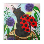 てんとう虫妖精猫のファンタジーの芸術のタイル タイル (正面)