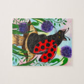 てんとう虫妖精猫のファンタジーの芸術のパズル ジグソーパズル (横)