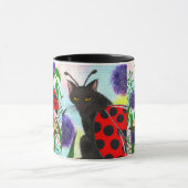 てんとう虫妖精猫のファンタジーの芸術のマグ マグカップ (中央)