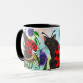 てんとう虫妖精猫のファンタジーの芸術のマグ マグカップ (正面左)