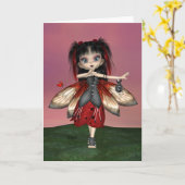 "てんとう虫妖精"の挨拶状 カード (黄色い花)