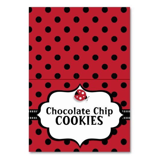 てんとう虫-てんとう虫-の黒くおよび赤いテントのテーブルカード テーブルナンバー (正面)