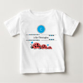 てんとう虫 名前 黒と青 ベビーTシャツ (正面)