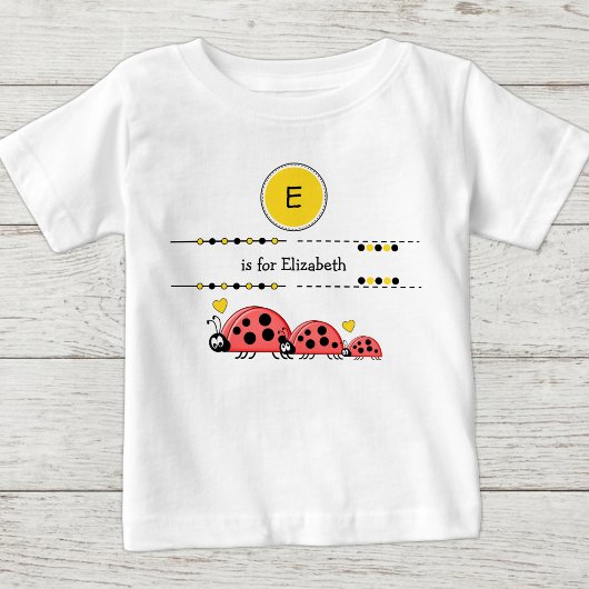 てんとう虫 名前 黒と黄色 ベビーTシャツ