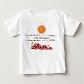 てんとう虫 名前 黒 オレンジ ベビーTシャツ (正面)