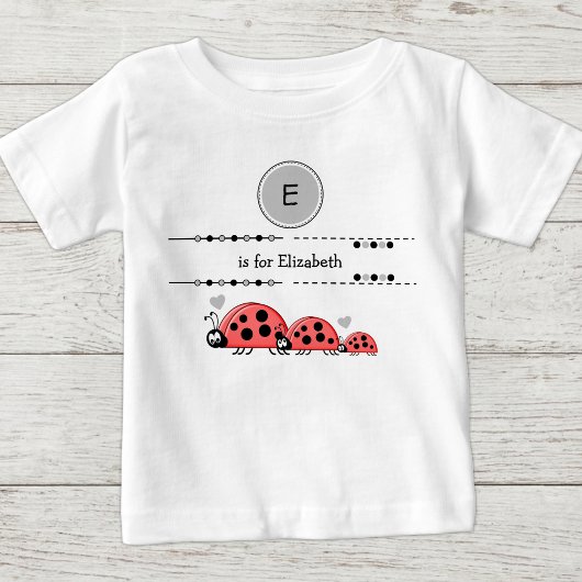 てんとう虫 名前 黒 灰色 ベビーTシャツ