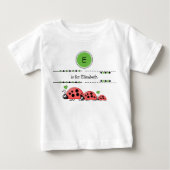 てんとう虫 名前 黒 緑 ベビーTシャツ (正面)