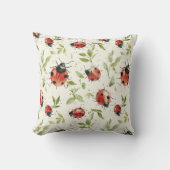てんとう虫 葉 赤 白い点 クッション (正面)