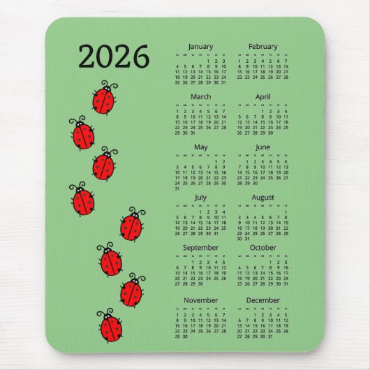 てんとう虫 2026年カレンダー マウスパッド (正面)
