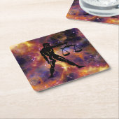 てんびんはかりで測こ スクエアペーパーコースター (アングル)