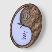 てんびん座と土のいのしし ラージ壁時計 (傾斜)