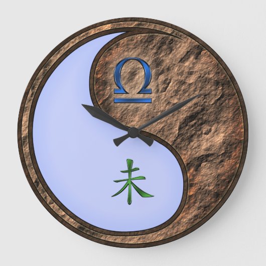 てんびん座と土のやぎ ラージ壁時計 (正面)