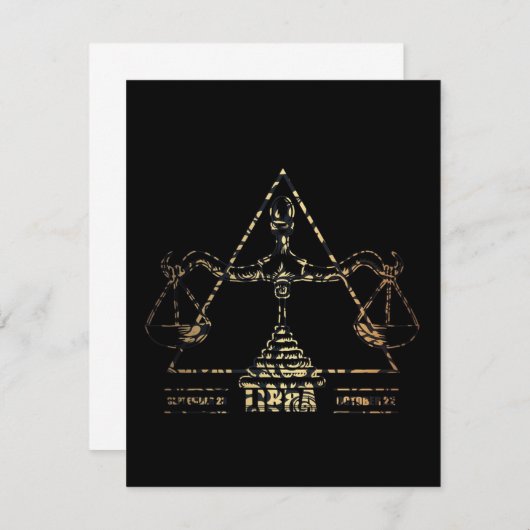 てんびん座の星座 - ヴィンテージ 誕生日プレゼント 招待状 (正面/裏面)