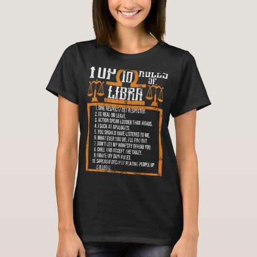 てんびん座の誕生日占いトップ10のルール Tシャツ (正面)