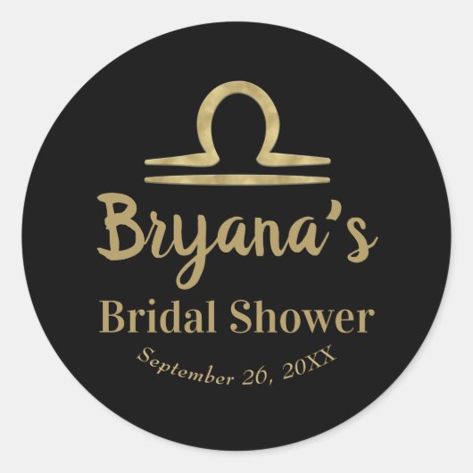 てんびん座 ゴールド 9月 10月 ブライダルシャワー ラウンドシール (正面)