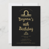 てんびん座 ゴールド 9月 10月 誕生日占い 星座 招待状 (正面)