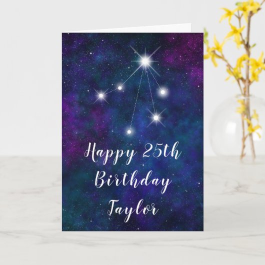 てんびん座〔占星術の〕十二宮図コンステレーションハッピーバースデー カード (黄色い花)