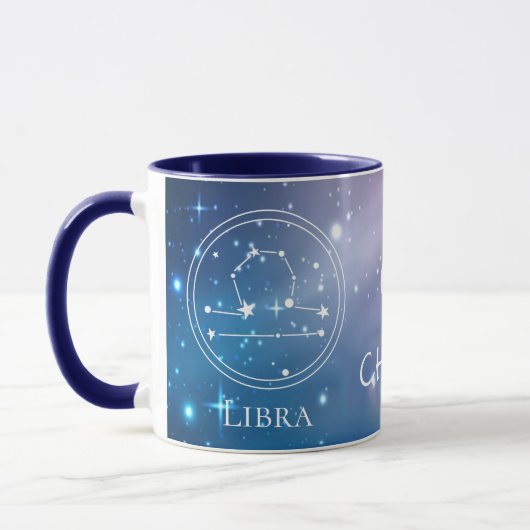 てんびん座 LIBRA 紫と青の名前モノグラム マグカップ (左)