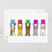 てんびん誕生日かわいいマンガ猫 ポストカード (正面/裏面)