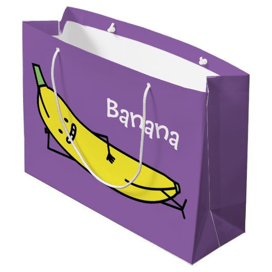 であるバナナ微笑し、およびリラックスさせる置きます ラージペーパーバッグ (裏面アングル)