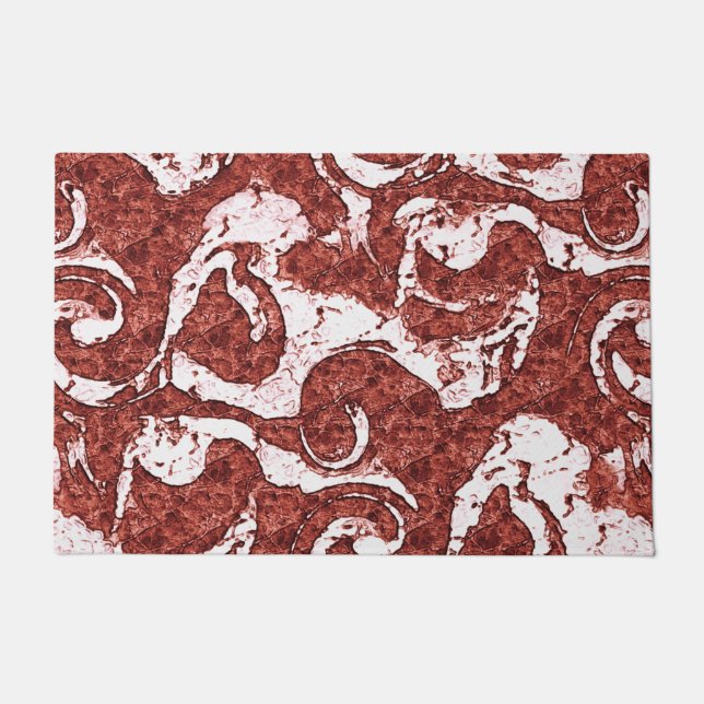 でこぼこのサンゴと白い斑点 ドアマット (正面)