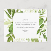 "です私のメイド・オブ・オーナー（花嫁付き添い人）か"。 提案カード 案内ポストカード (裏面)