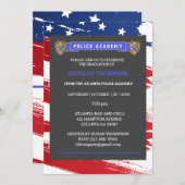 ～でのシンブルーライン旗警察官の卒業 招待状 (正面/裏面)